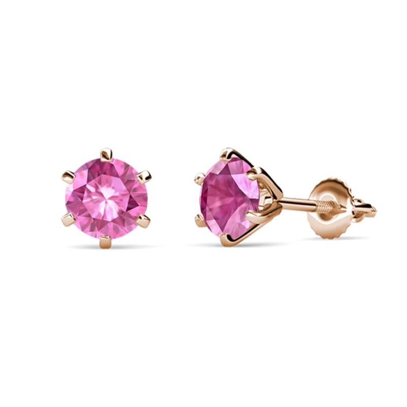 Kenna Lab Created Pink Sapphire (5mm) Martini Solitaire Stud Earrings 