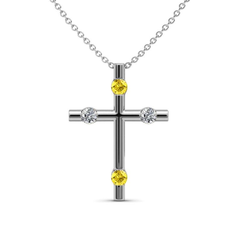 Adna Petite Yellow Sapphire and Diamond Cross Pendant 