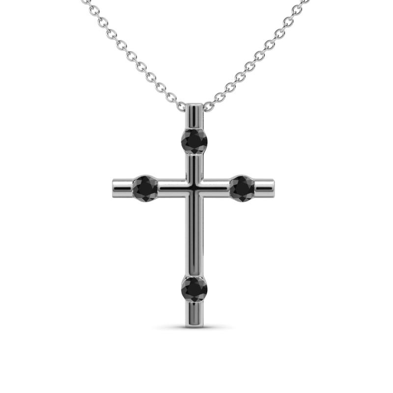 Adna Petite Black Diamond Cross Pendant 