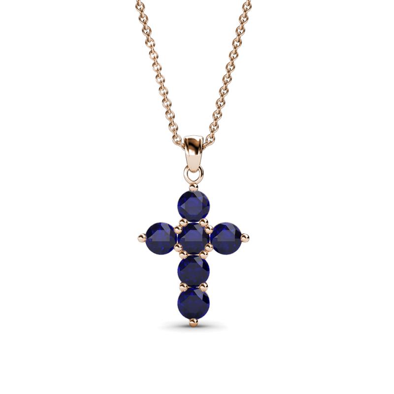 Blue Mini Cross Heart Necklace