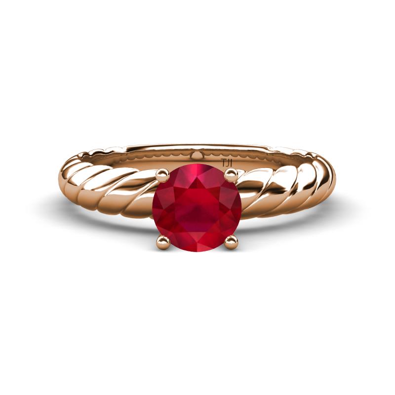 Eudora Classic 6.00 mm Round Ruby Solitaire Engagement Ring 