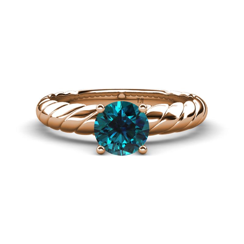 Eudora Classic 6.00 mm Round Blue Diamond Solitaire Engagement Ring 