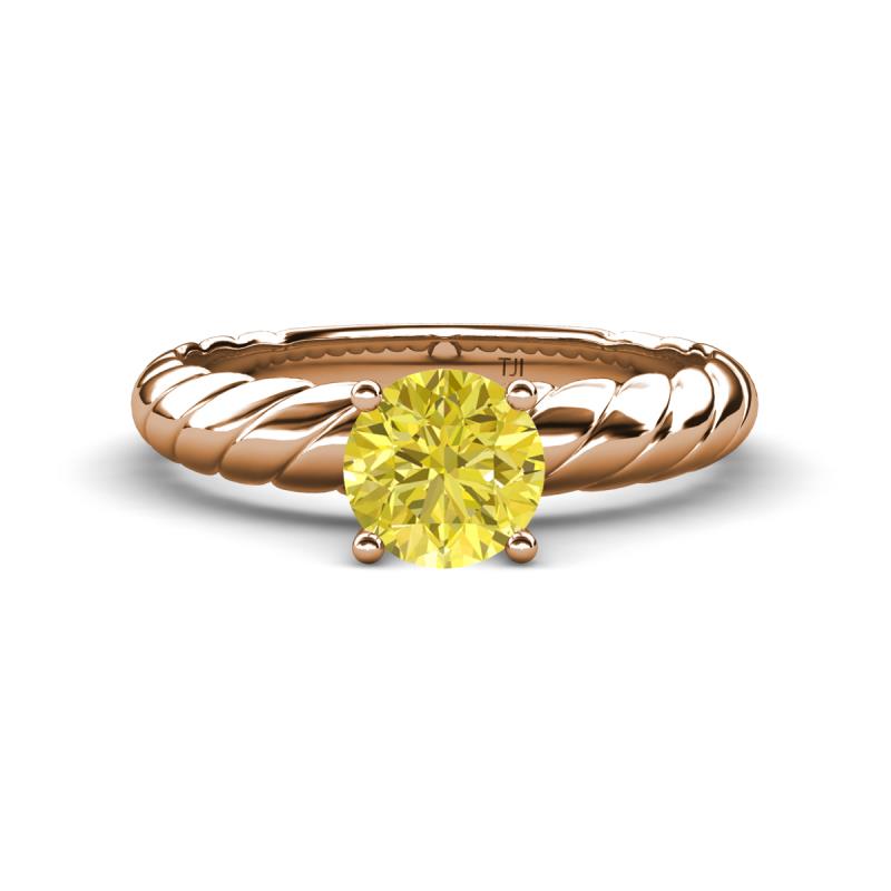 Eudora Classic 6.00 mm Round Yellow Diamond Solitaire Engagement Ring 