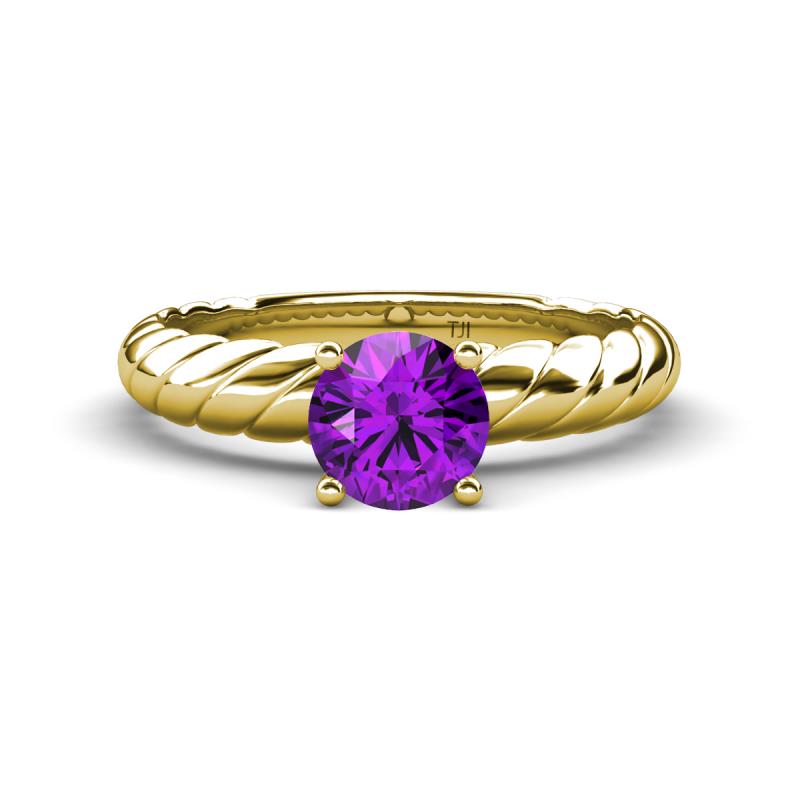 Eudora Classic 6.50 mm Round Amethyst Solitaire Engagement Ring 