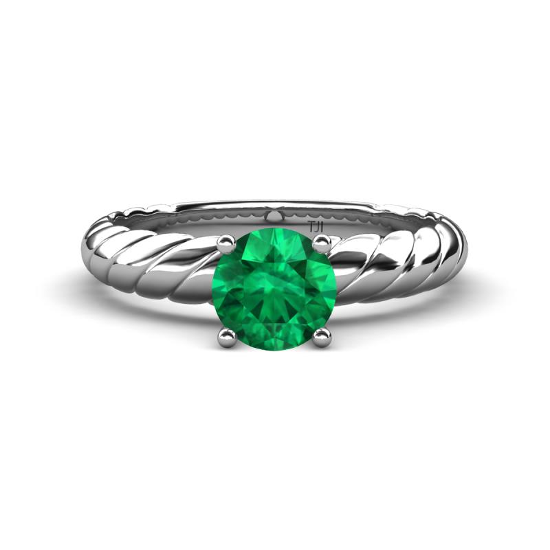 Eudora Classic 6.00 mm Round Emerald Solitaire Engagement Ring 