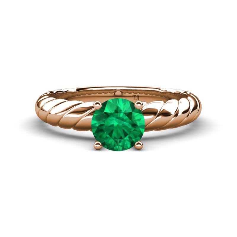 Eudora Classic 6.00 mm Round Emerald Solitaire Engagement Ring 