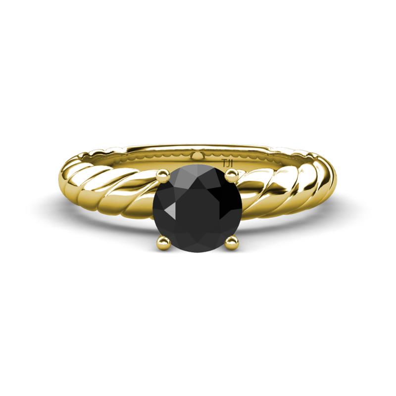 Eudora Classic 6.00 mm Round Black Diamond Solitaire Engagement Ring 