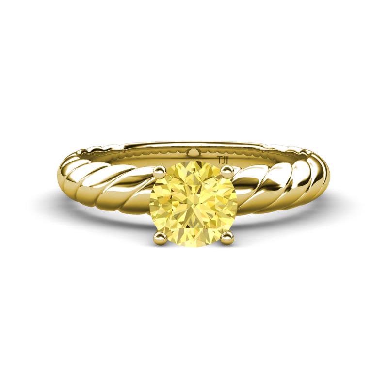 Eudora Classic 6.00 mm Round Lab Created Yellow Sapphire Solitaire Engagement Ring 