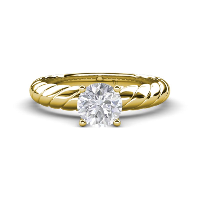 Eudora Classic 6.00 mm Round White Sapphire Solitaire Engagement Ring 
