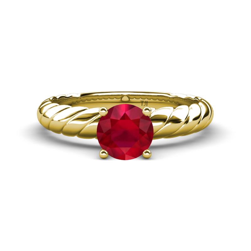 Eudora Classic 6.00 mm Round Ruby Solitaire Engagement Ring 