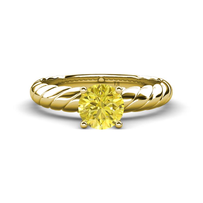 Eudora Classic 6.00 mm Round Yellow Diamond Solitaire Engagement Ring 