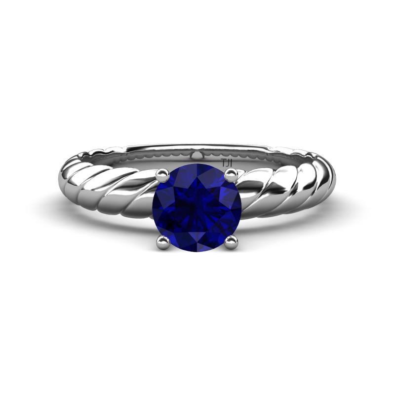 Eudora Classic 6.00 mm Round Blue Sapphire Solitaire Engagement Ring 