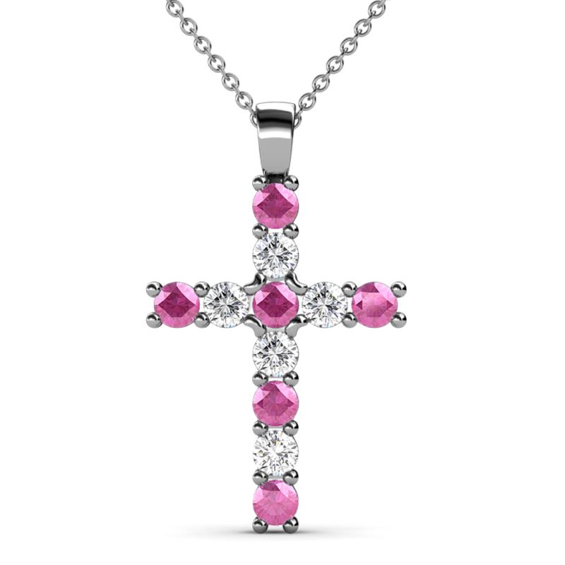 Elihu Pink Sapphire and Diamond Cross Pendant 