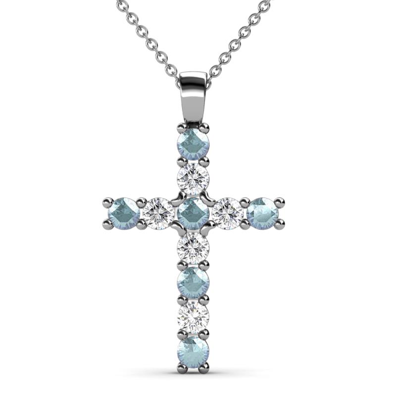 Elihu Aquamarine and Diamond Cross Pendant 