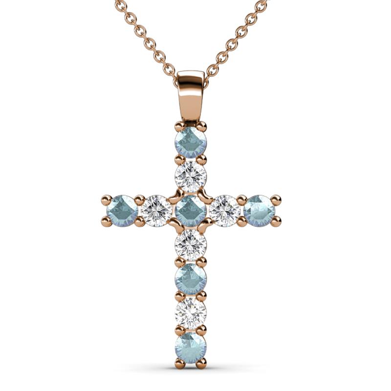 Elihu Aquamarine and Diamond Cross Pendant 