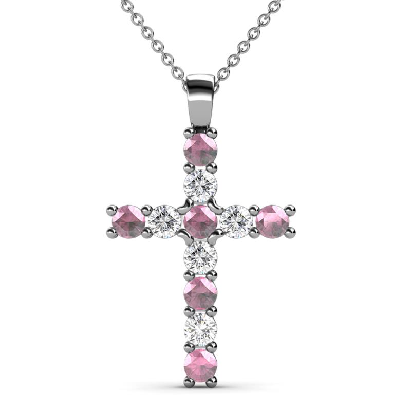 Elihu Pink Tourmaline and Diamond Cross Pendant 