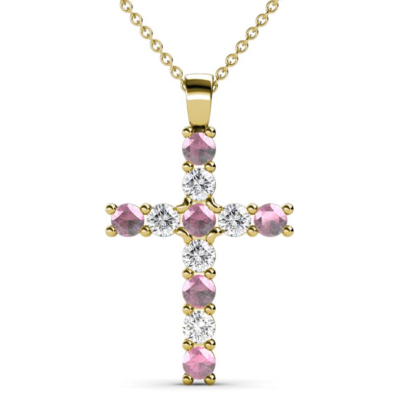 Elihu Pink Tourmaline and Diamond Cross Pendant 