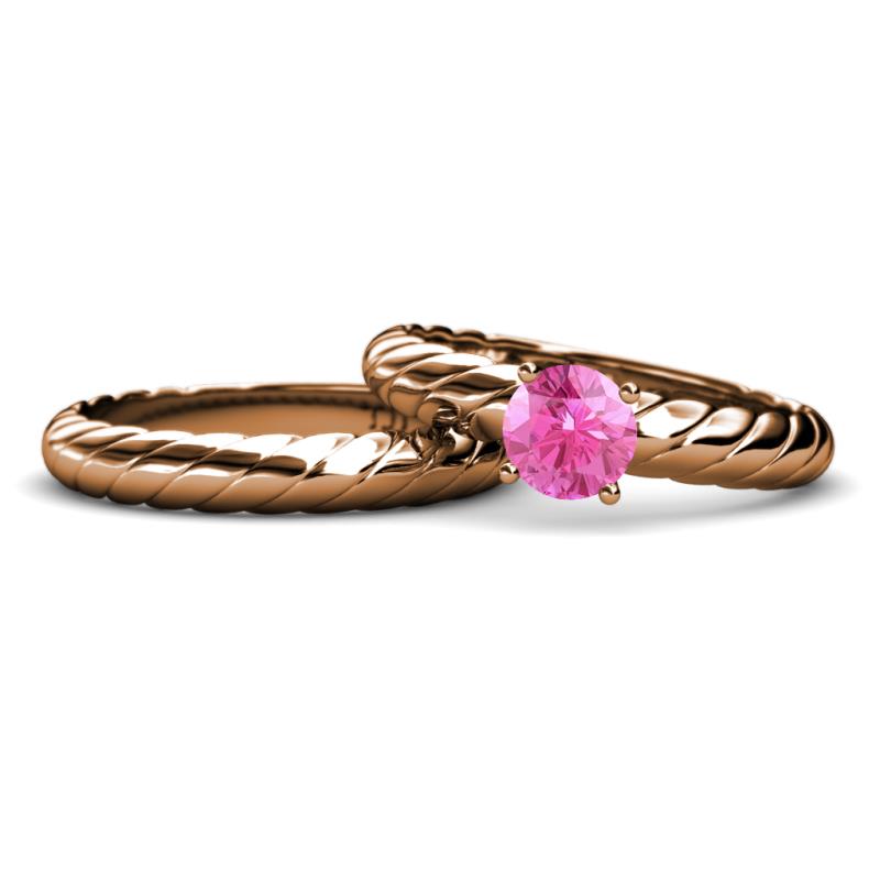 Eudora 0.95 ct Classic Pink Sapphire Solitaire Bridal Set Ring 