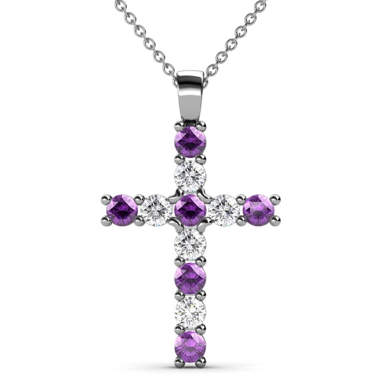 Elihu Amethyst and Diamond Cross Pendant 