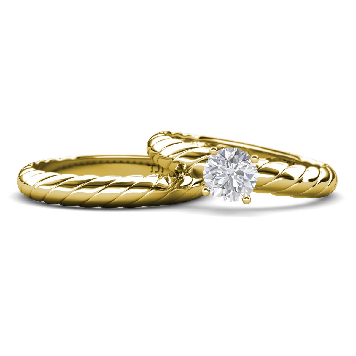 Eudora Classic White Sapphire Solitaire Bridal Set Ring 