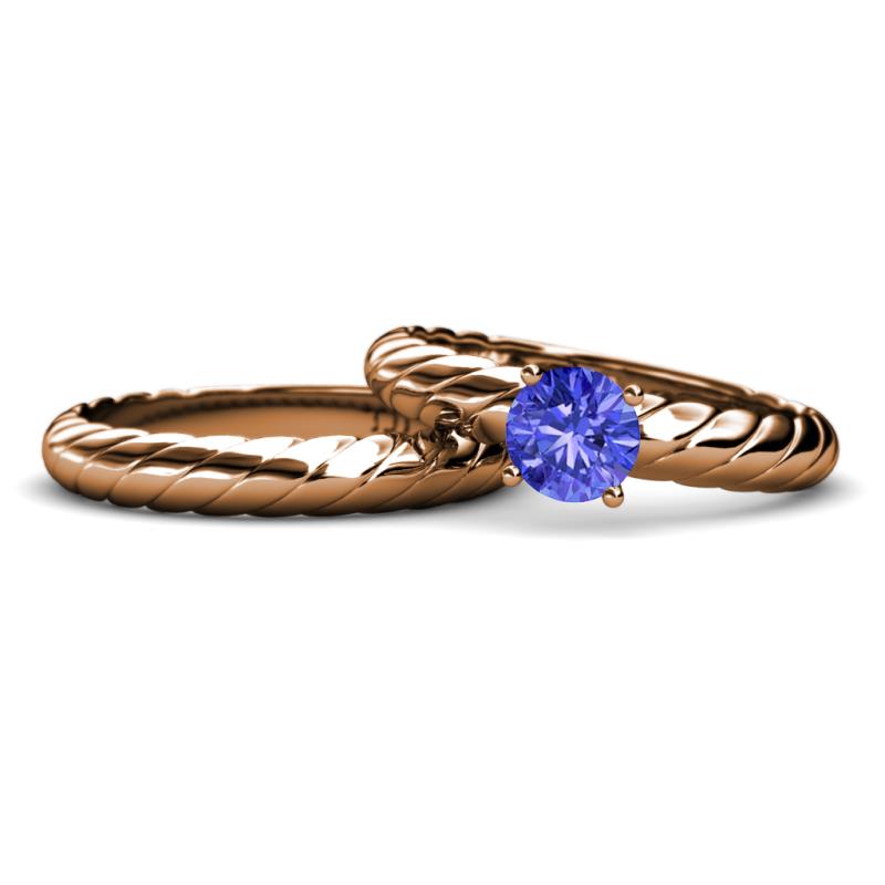 Eudora 0.92 ct Classic Tanzanite Solitaire Bridal Set Ring 