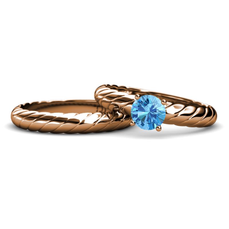 Eudora 0.95 ct Classic Blue Topaz Solitaire Bridal Set Ring 