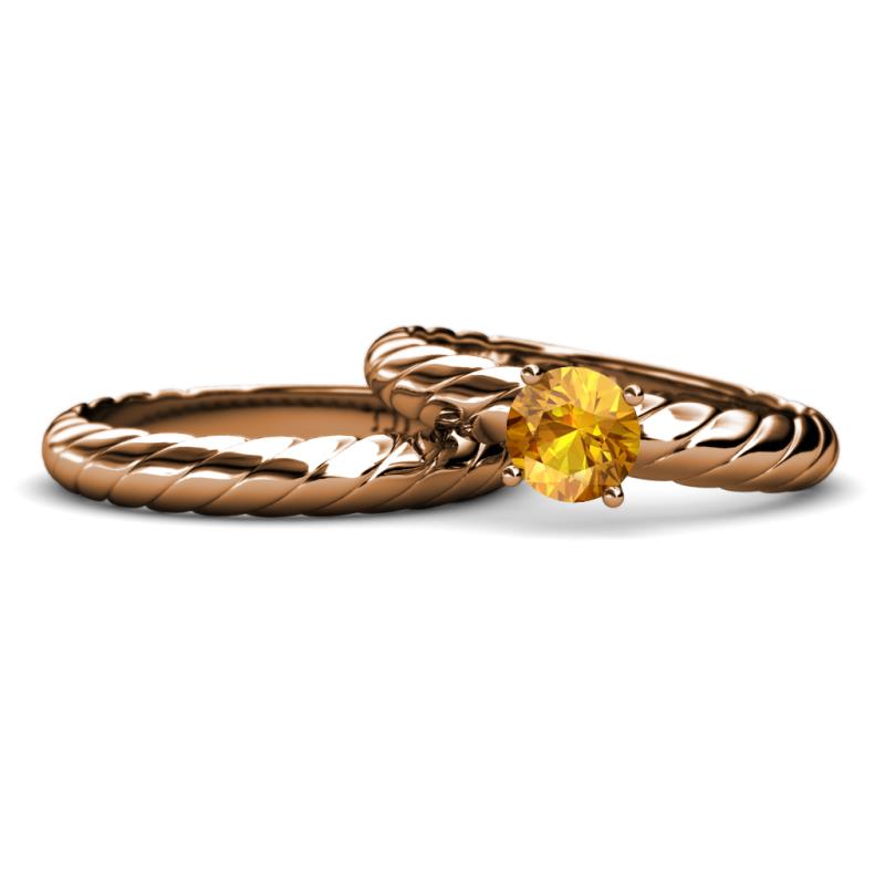 Eudora 0.87 ct Classic Citrine Solitaire Bridal Set Ring 