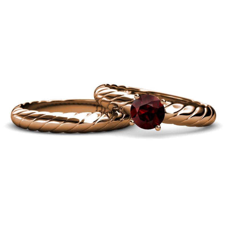 Eudora 1.05 ct Classic Red Garnet Solitaire Bridal Set Ring 