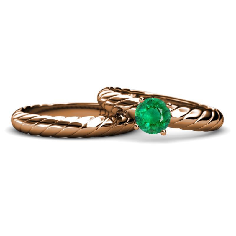 Eudora Classic Emerald Solitaire Bridal Set Ring 