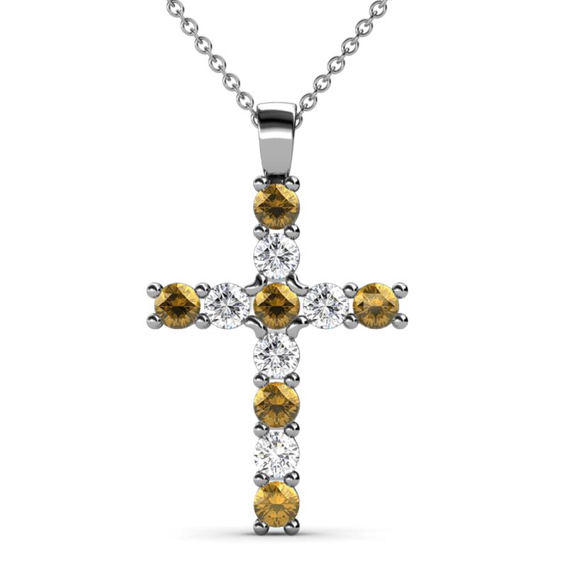 Elihu Citrine and Diamond Cross Pendant 