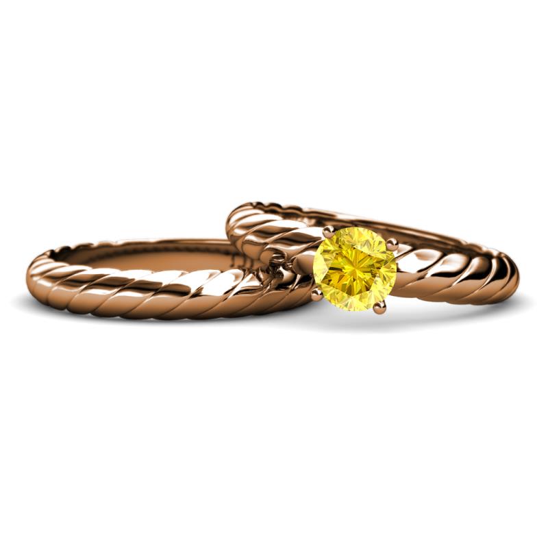 Eudora 0.95 ct Classic Yellow Sapphire Solitaire Bridal Set Ring 