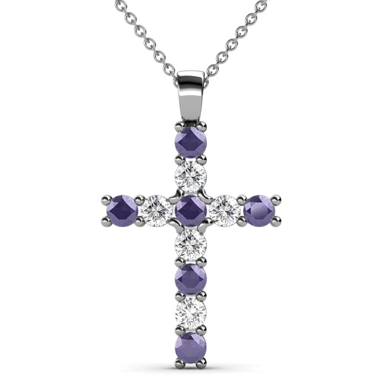 Elihu Iolite and Diamond Cross Pendant 