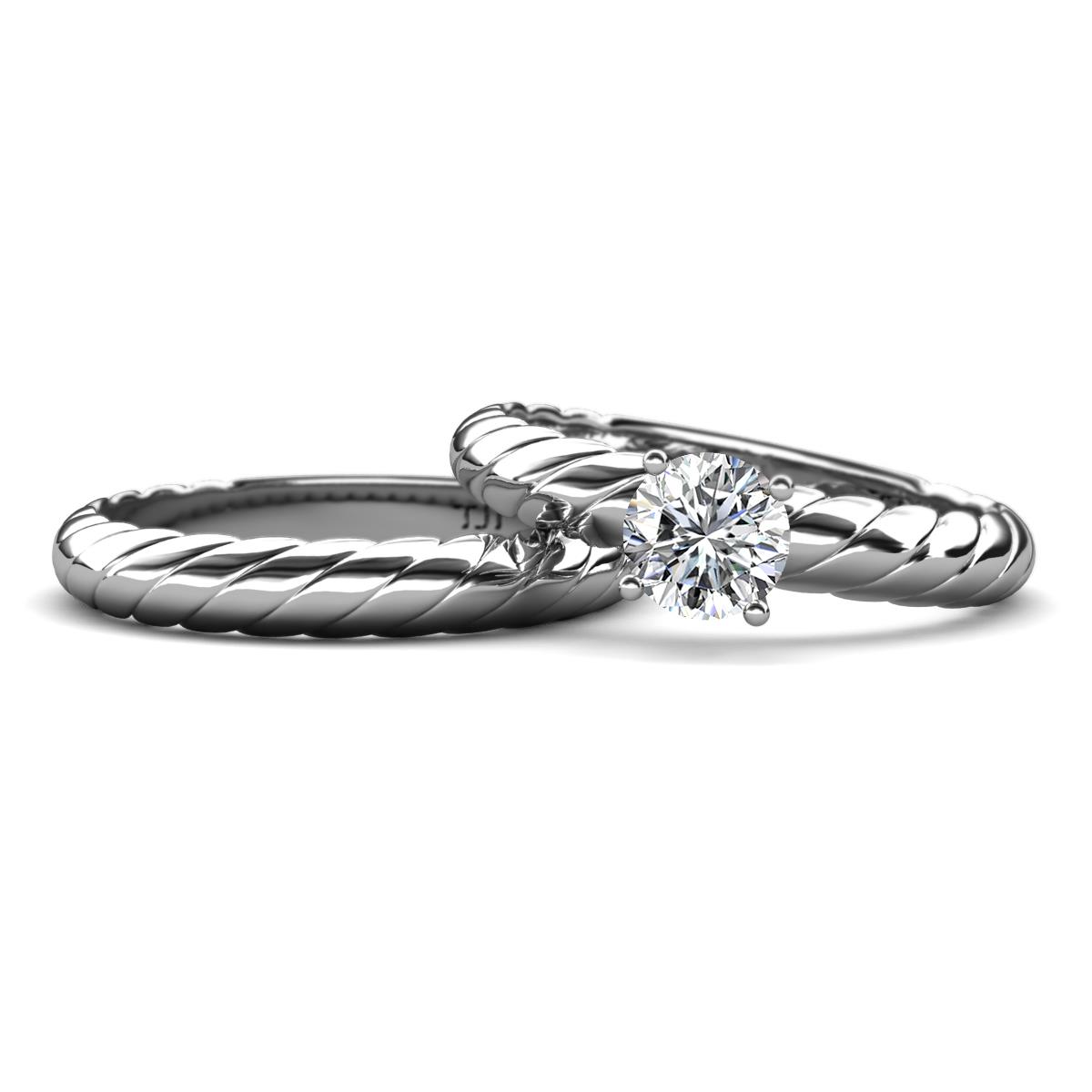 Eudora Classic Diamond Solitaire Bridal Set Ring 