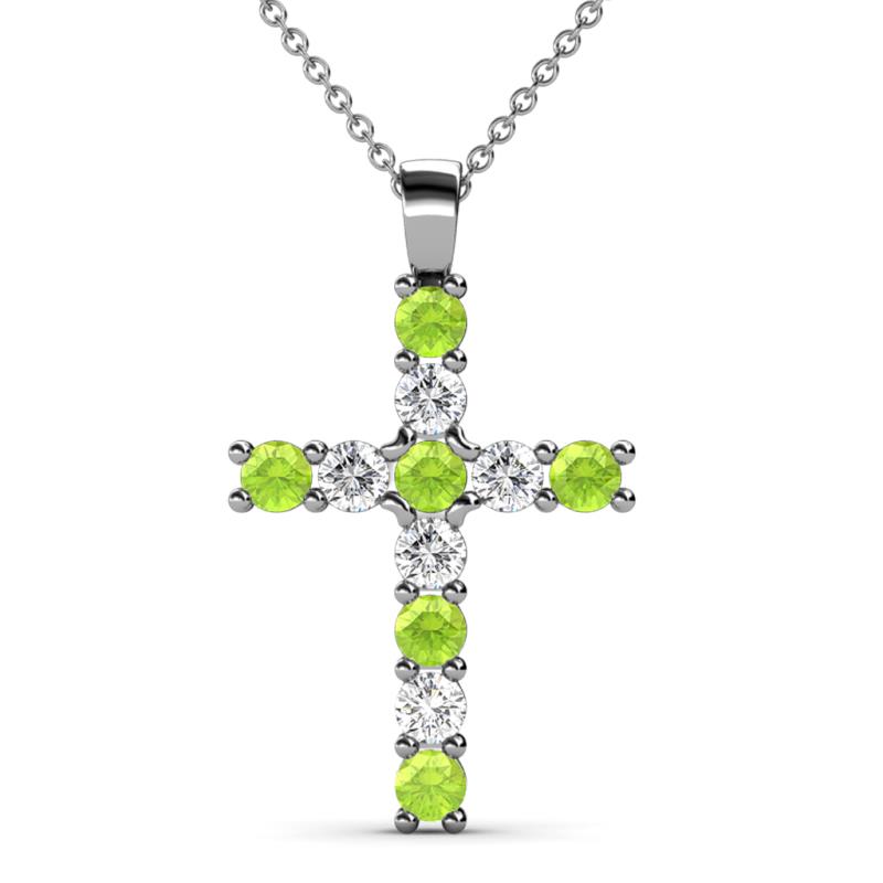 Elihu Peridot and Diamond Cross Pendant 