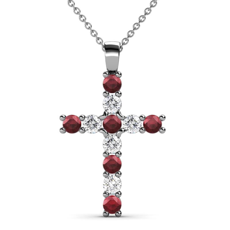 Elihu Red Garnet and Diamond Cross Pendant 