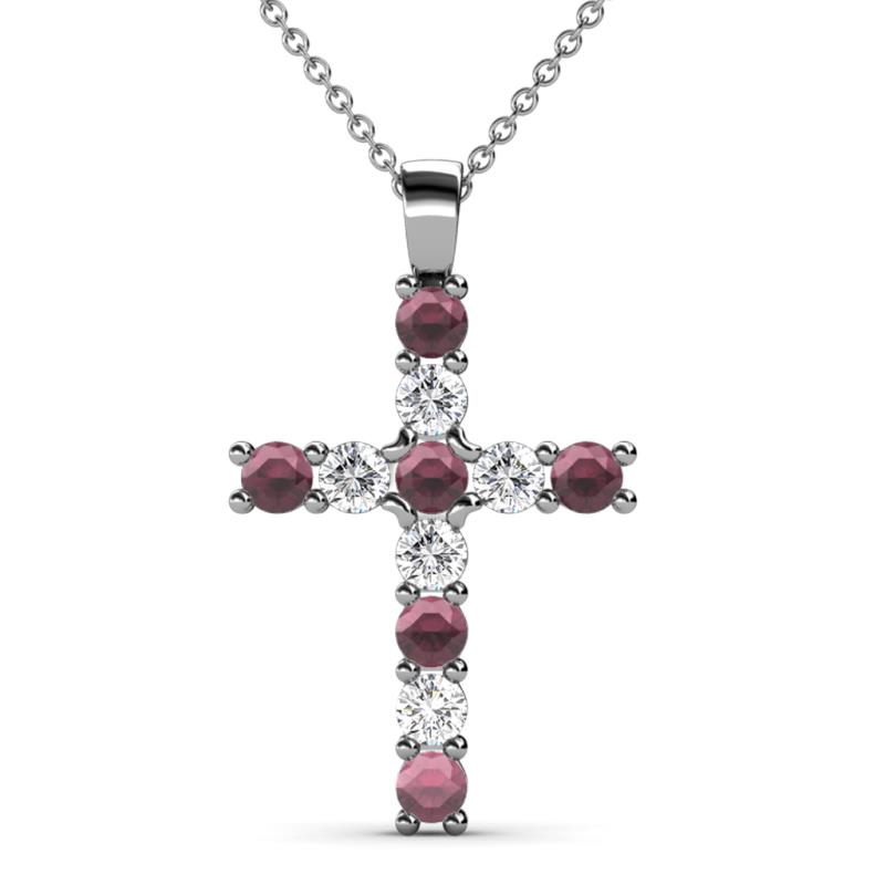 Elihu Rhodolite Garnet and Diamond Cross Pendant 