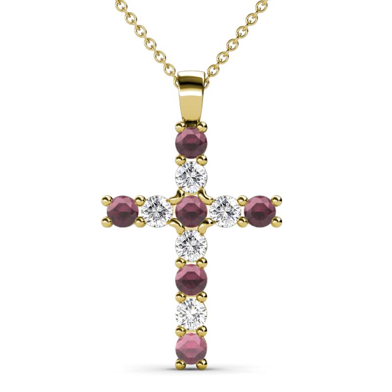 Elihu Rhodolite Garnet and Diamond Cross Pendant 