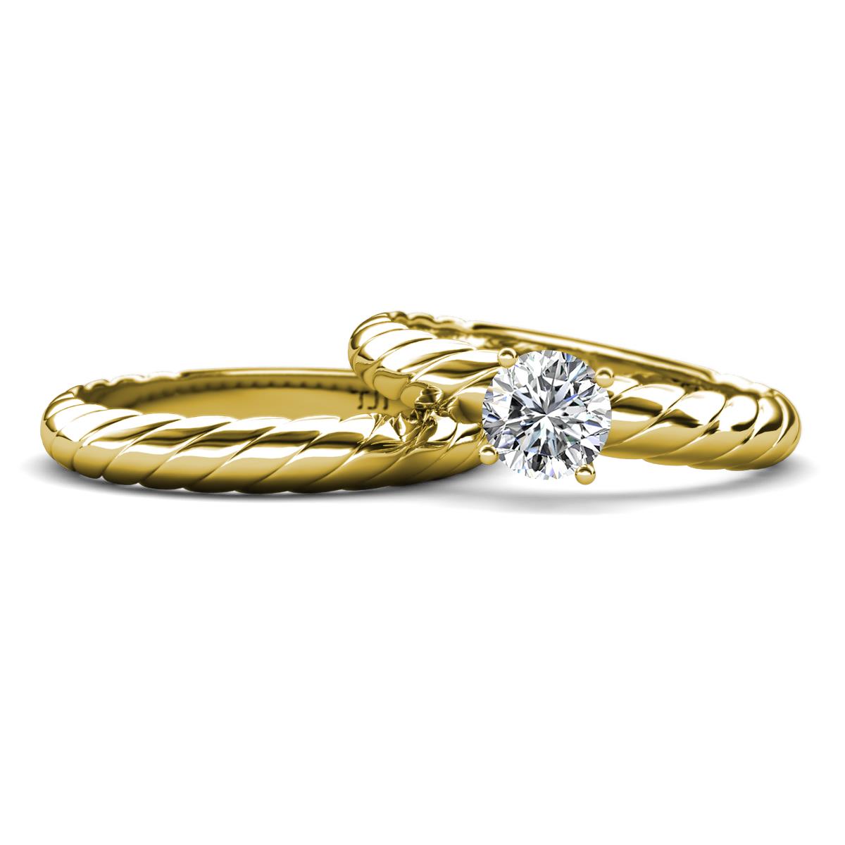 Eudora Classic Diamond Solitaire Bridal Set Ring 