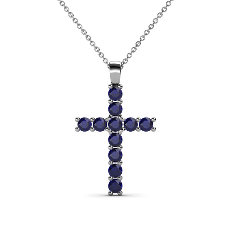 Elihu Petite Blue Sapphire Cross Pendant 