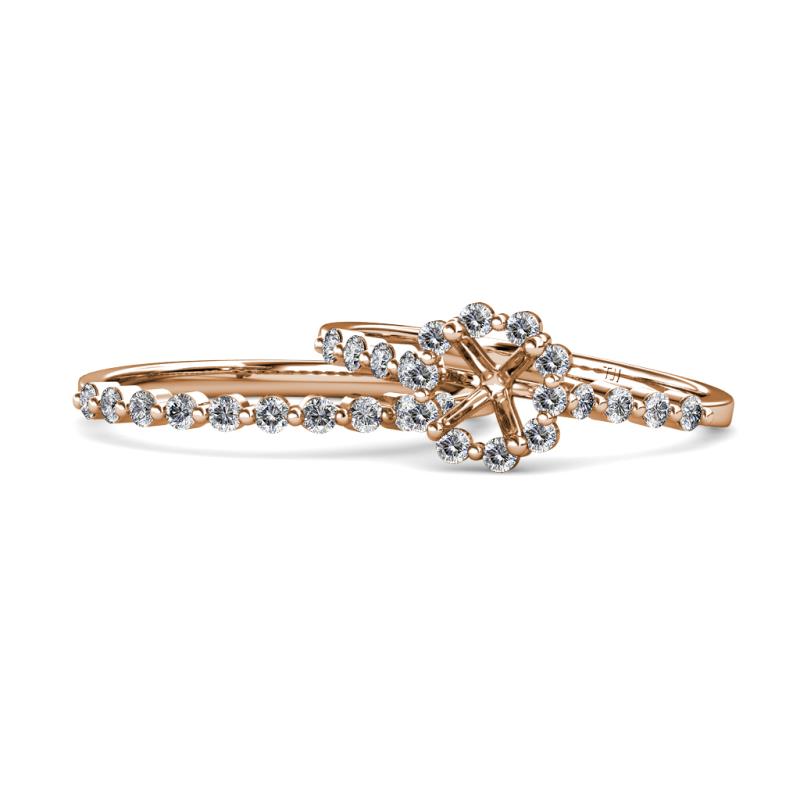 Amabel Semi Mount Halo Bridal Set Ring 