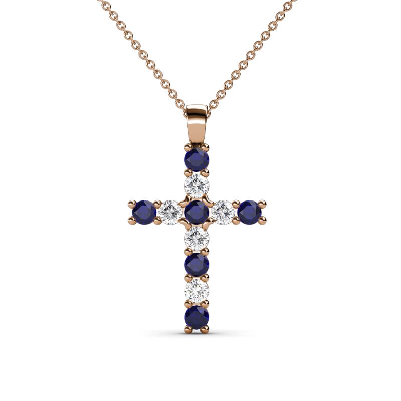 Elihu Petite Blue Sapphire and Diamond Cross Pendant 