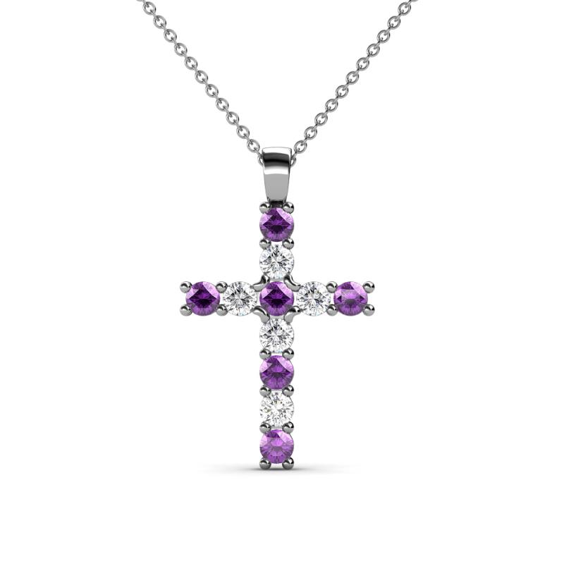 Petite Amethyst and Diamond Cross Pendant