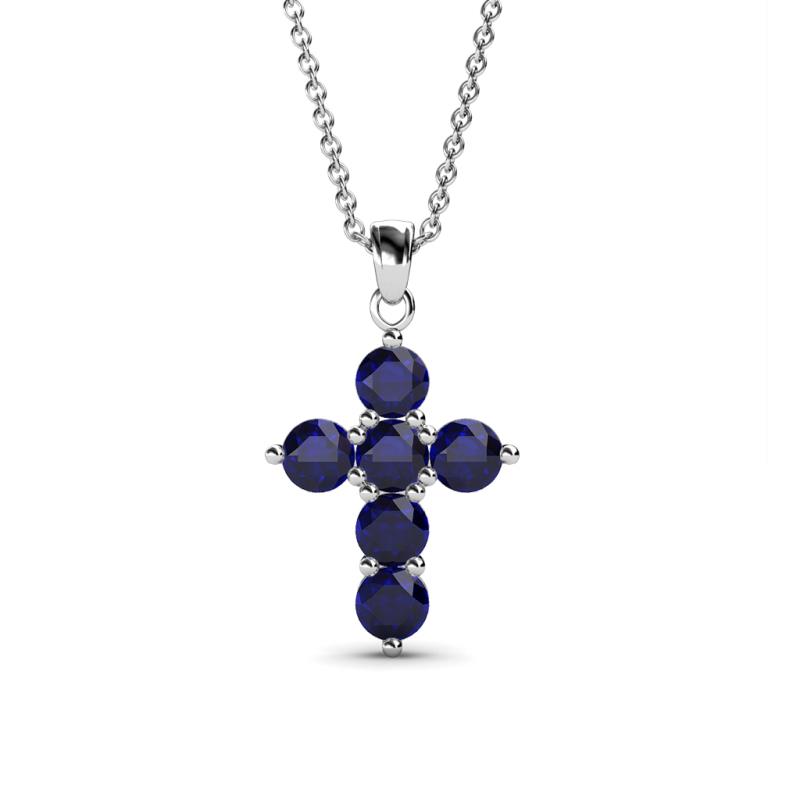 Isabella Blue Sapphire Cross Pendant 