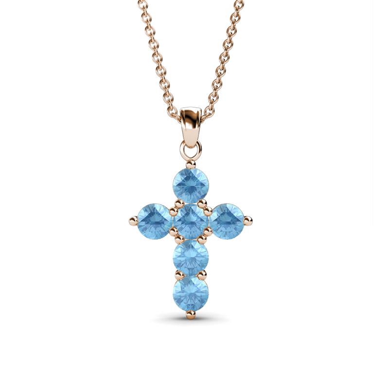 Isabella Blue Topaz Cross Pendant 