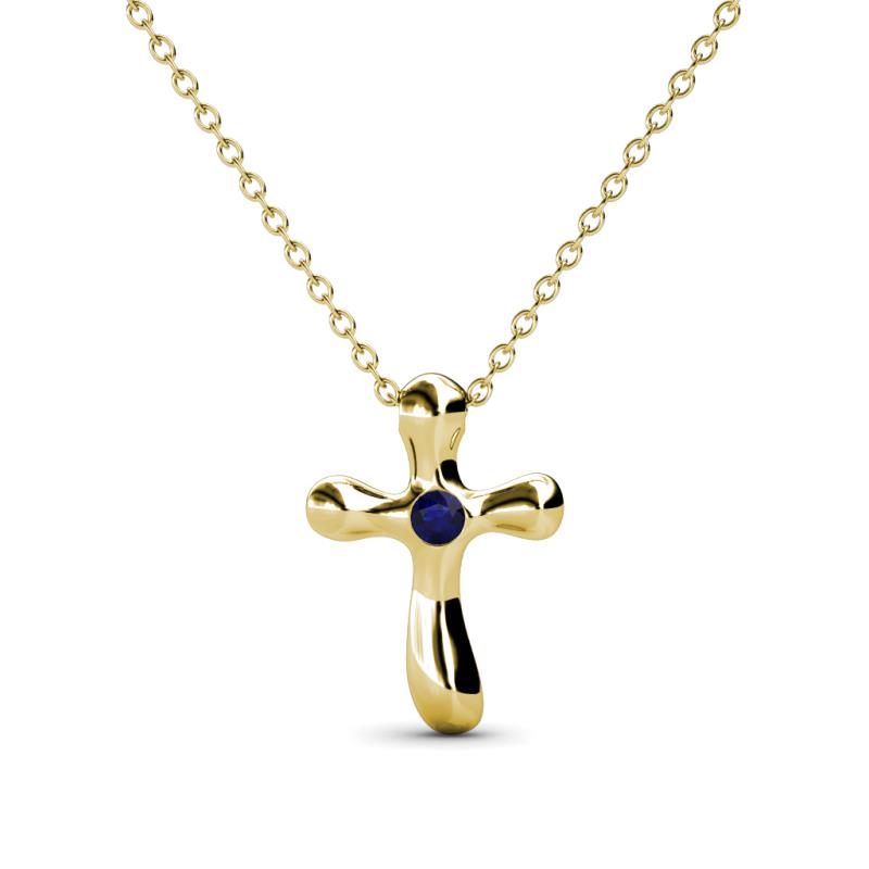 Edena Petite Blue Sapphire Cross Pendant 