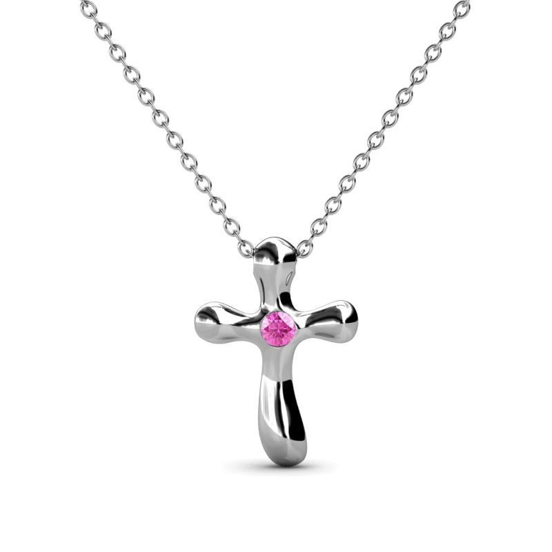 Edena Petite Pink Sapphire Cross Pendant 