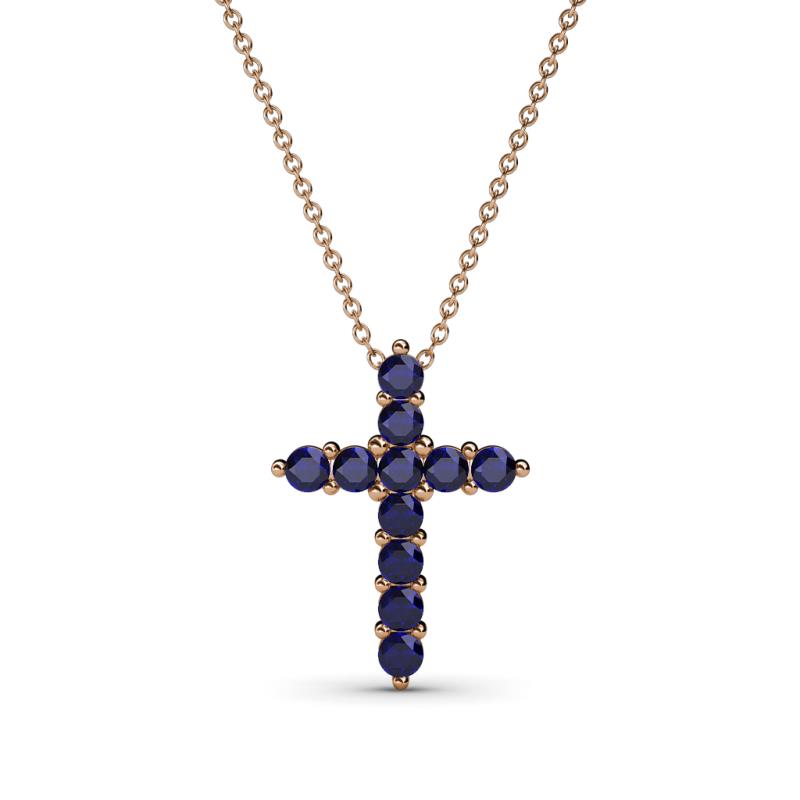 Abella Petite Blue Sapphire Cross Pendant 