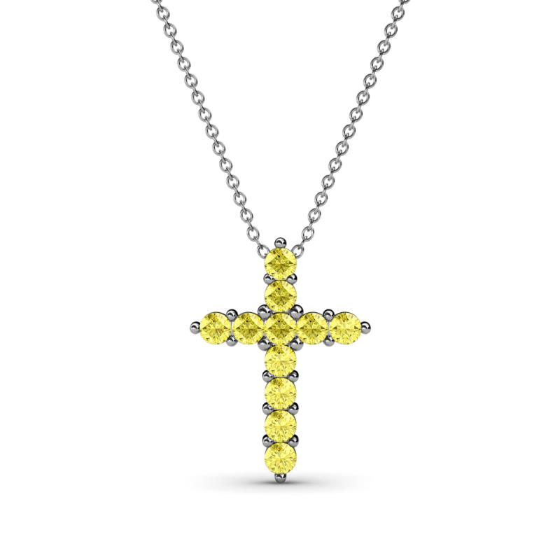 Abella Petite Yellow Sapphire Cross Pendant 