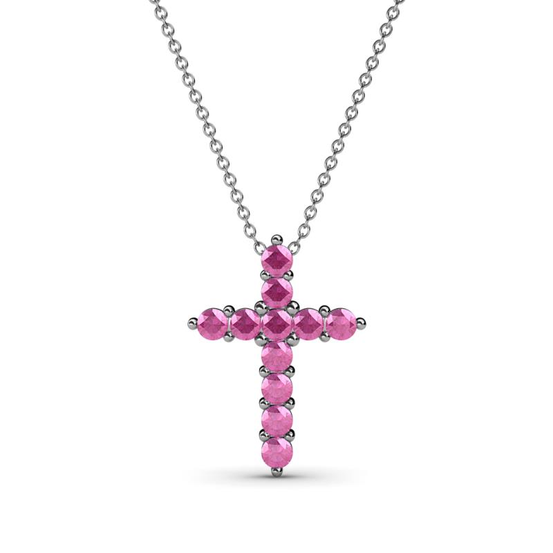Abella Petite Pink Sapphire Cross Pendant 