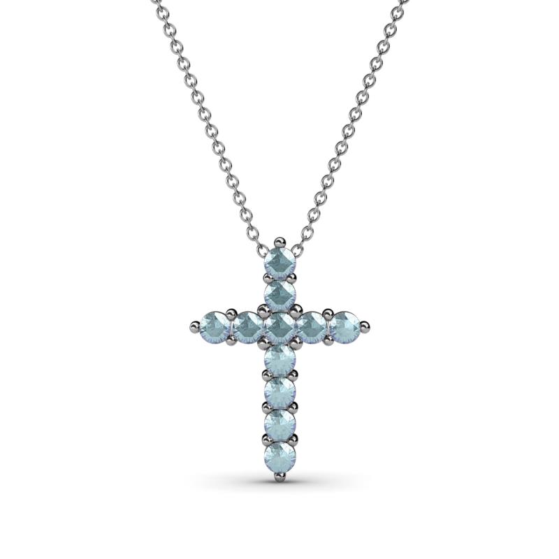 Abella Petite Aquamarine Cross Pendant 